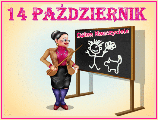 Nauczycielka maluje na tablicy 14 październik